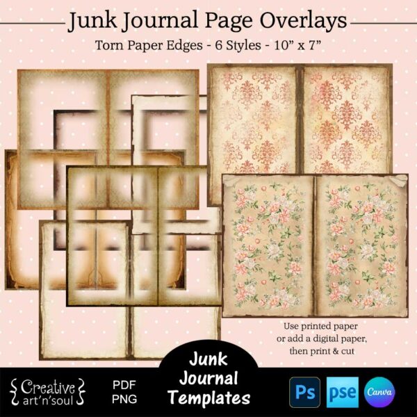 Printable Junk Journal Page Template Bundle