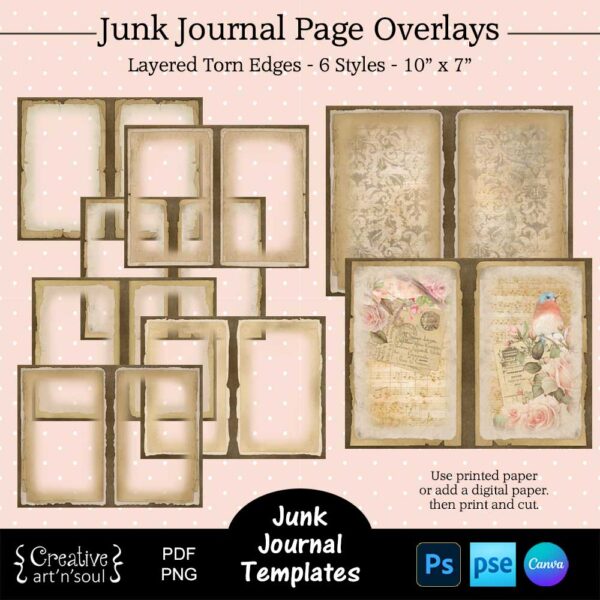 Printable Junk Journal Page Template Bundle