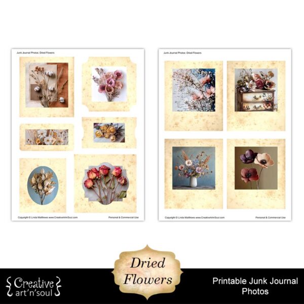 Printable Junk Journal Photos Dried Flowers