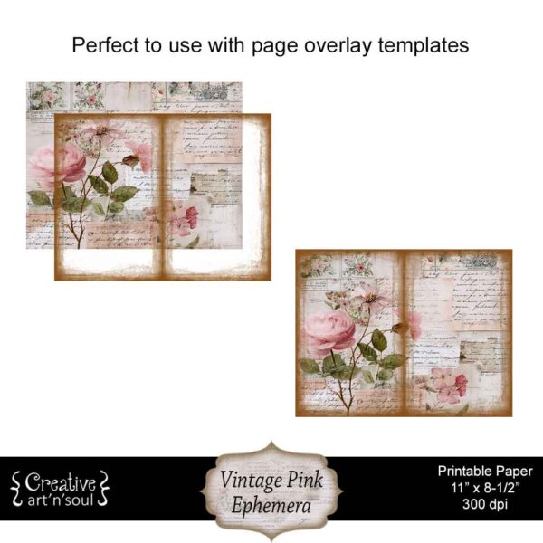 Printable Junk Journal Papers Pink Vintage Ephemera