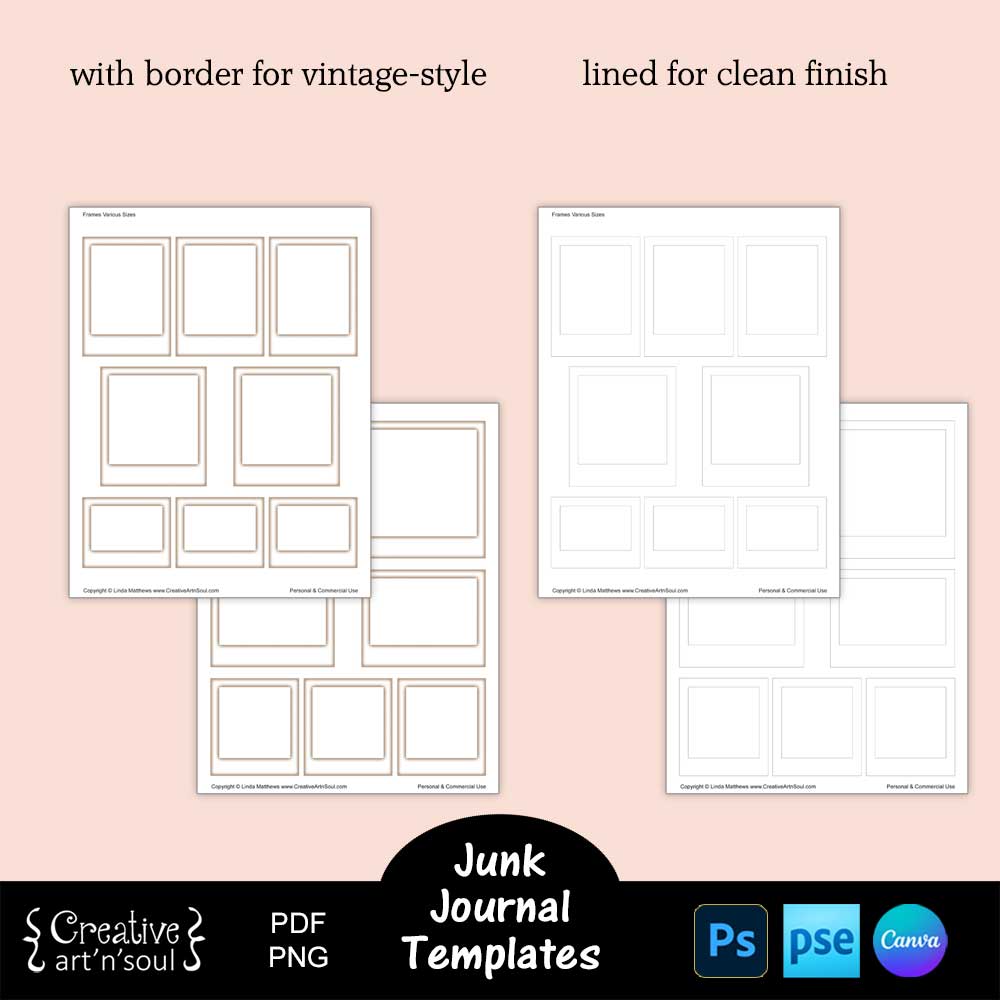 【激安通販 オンラインショップ】 Junk Printable Journal Sizes Various Frames Templates, コレクション