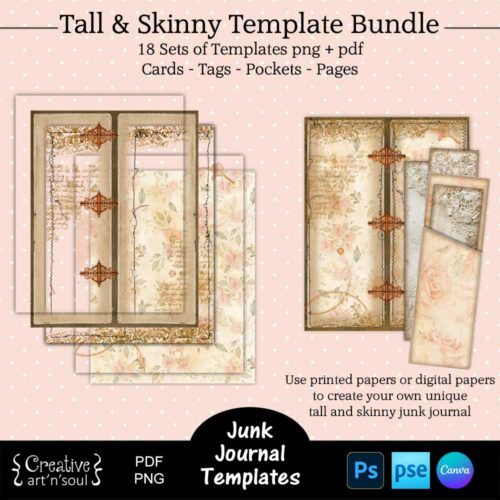 Printable Tall and Skinny Junk Journal Templates Bundle