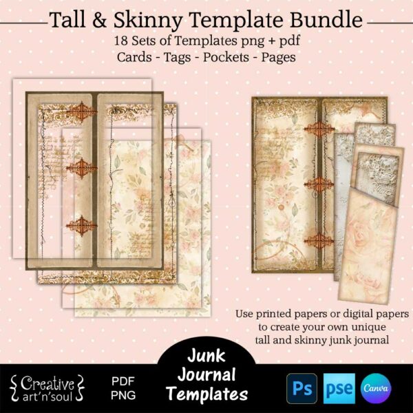 Printable Tall and Skinny Junk Journal Templates Bundle
