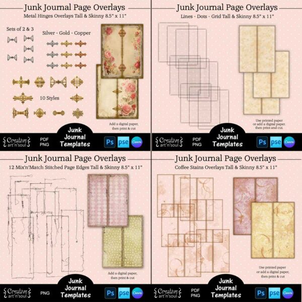 Printable Tall and Skinny Junk Journal Templates Bundle