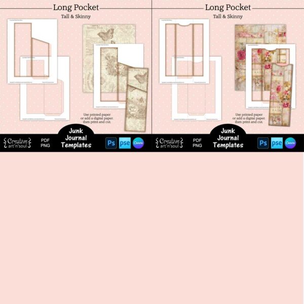 Printable Tall and Skinny Junk Journal Templates Bundle