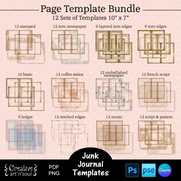 Printable Junk Journal Page Template Bundle