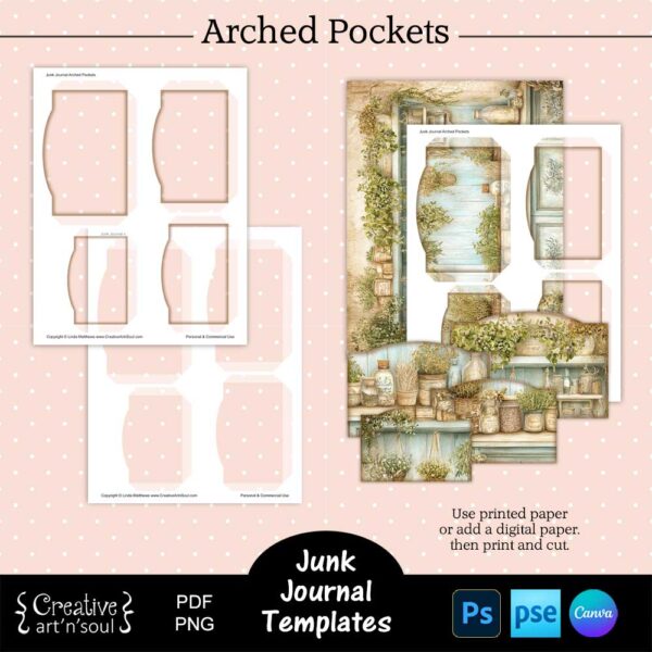Printable Junk Journal Pocket Templates