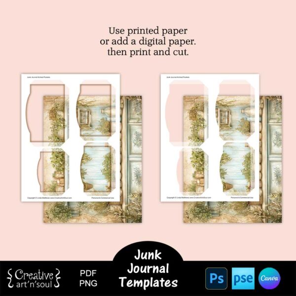 Printable Junk Journal Pocket Templates