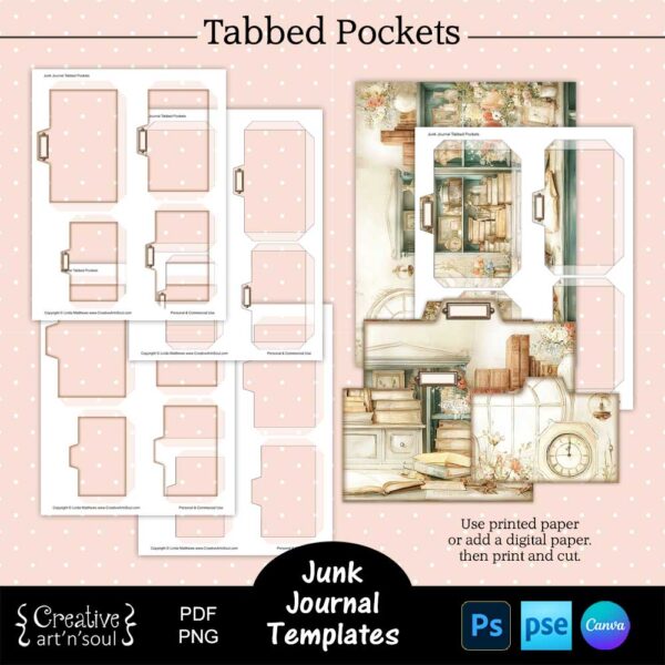 Printable Junk Journal Pocket Templates