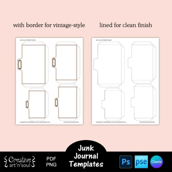 Printable Junk Journal Pocket Templates