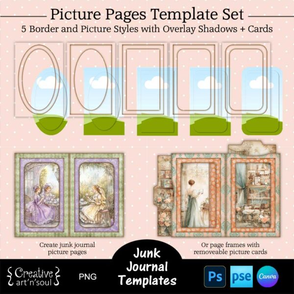 Printable Junk Journal Picture Page Templates