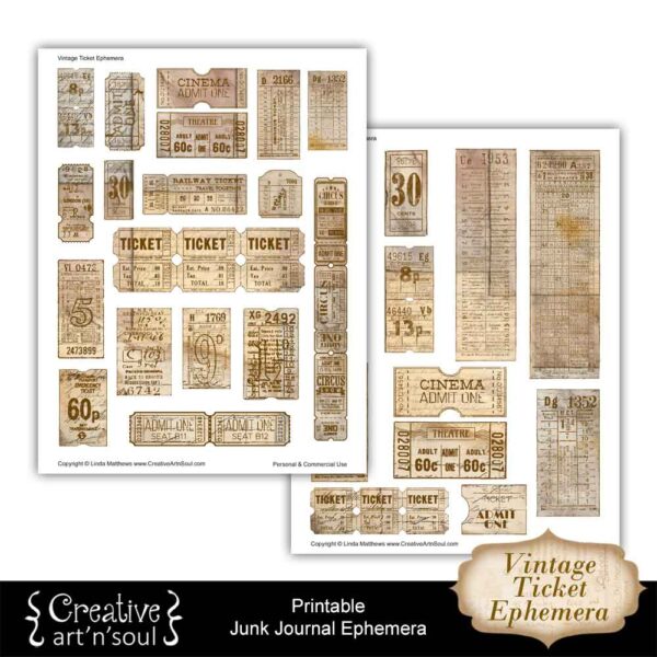 Printable Vintage Ticket Ephemera