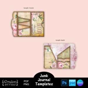 Junk Journal Templates, Trifold Folio with Pockets - CreativeArtnSoul