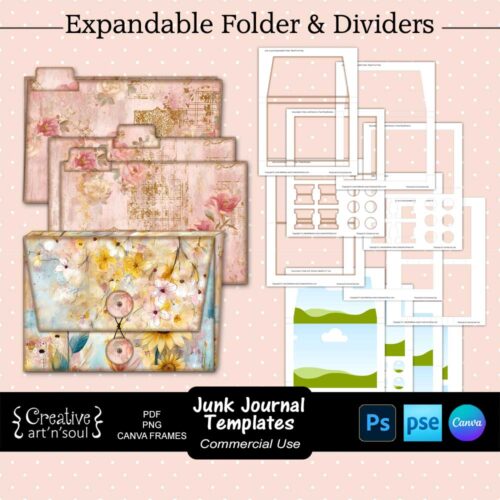 Junk Journal Templates, Expandable Folder and Dividers