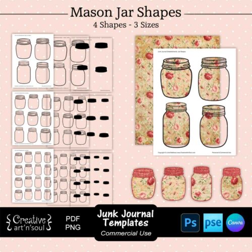 Junk Journal Template Set: Mason Jar Embellishments