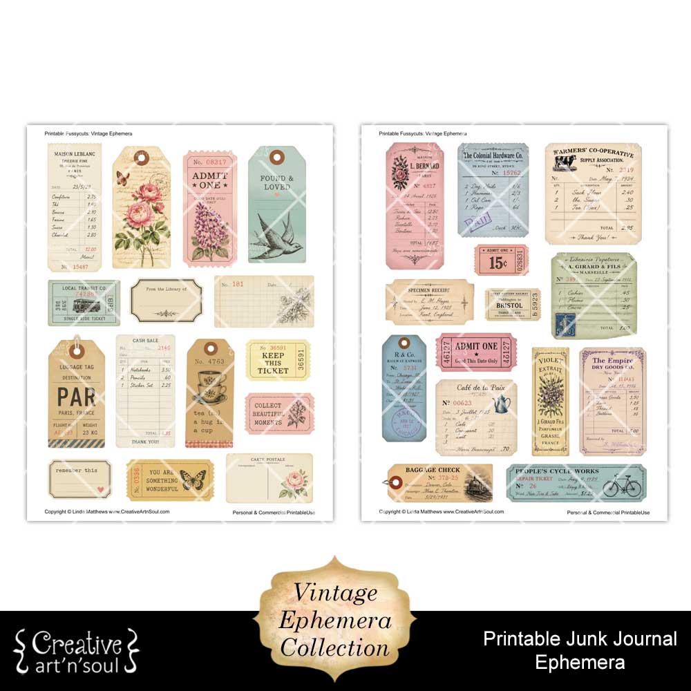 Printable Junk Journal Vintage Ephemera Collection Printable Junk Journal Vintage Ephemera Collection