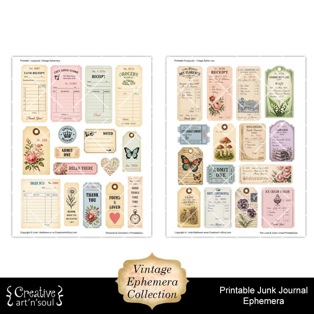 Printable Junk Journal Vintage Ephemera Collection Printable Junk Journal Vintage Ephemera Collection