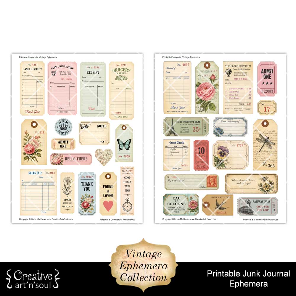 Printable Junk Journal Vintage Ephemera Collection Printable Junk Journal Vintage Ephemera Collection