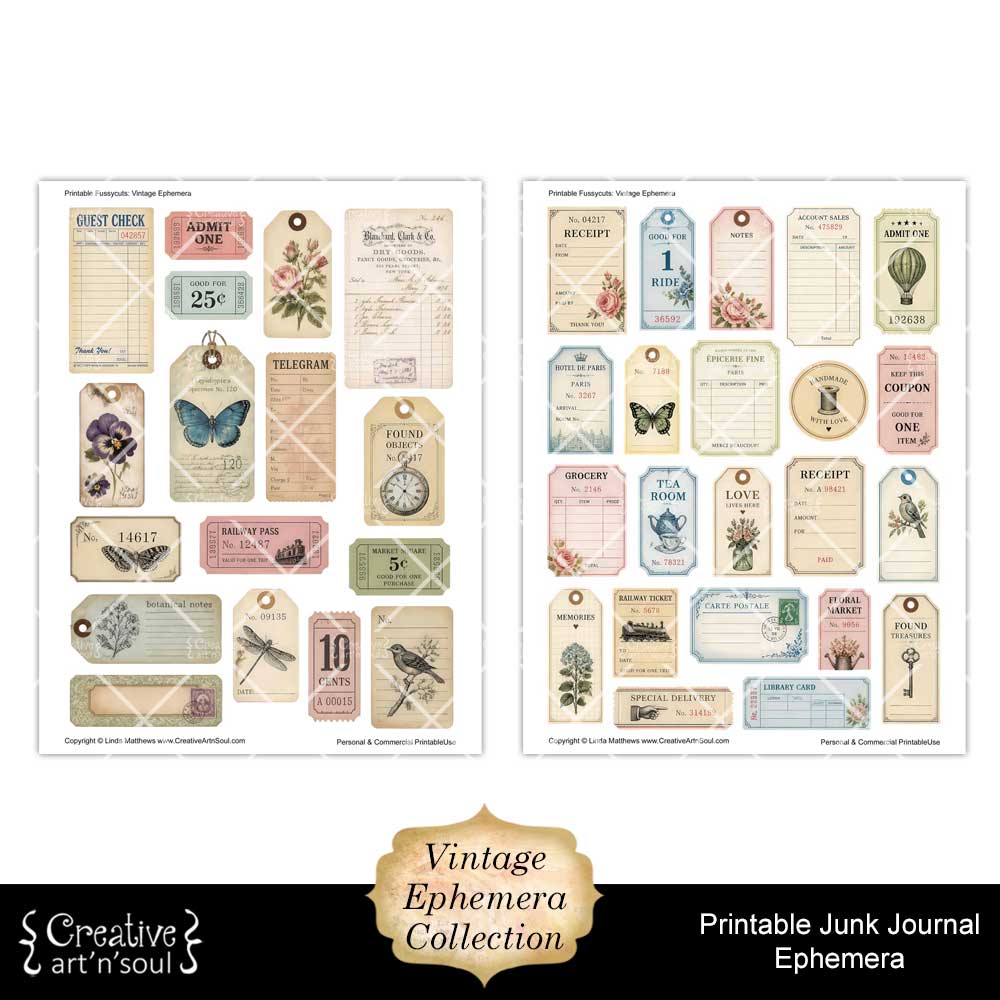Printable Junk Journal Vintage Ephemera Collection Printable Junk Journal Vintage Ephemera Collection
