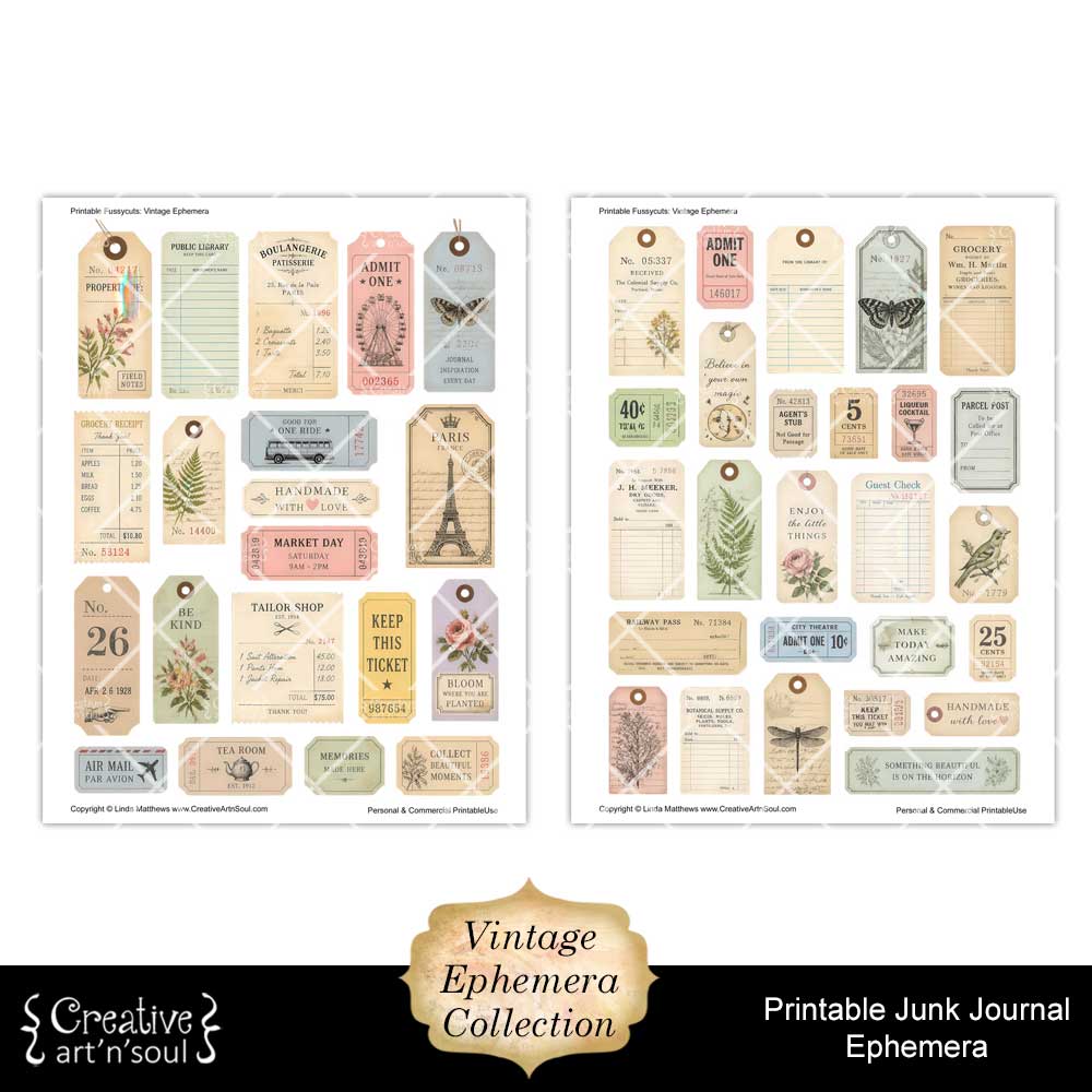 Printable Junk Journal Vintage Ephemera Collection Printable Junk Journal Vintage Ephemera Collection