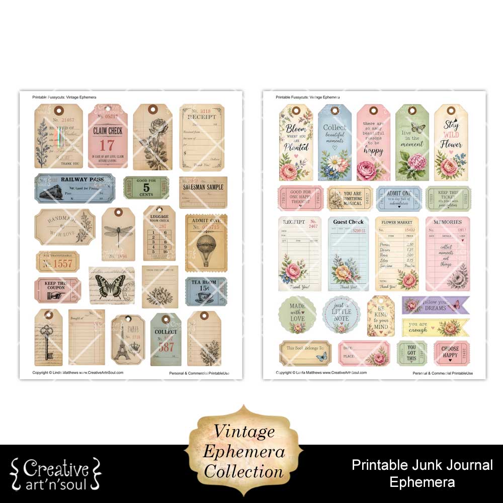 Printable Junk Journal Vintage Ephemera Collection Printable Junk Journal Vintage Ephemera Collection