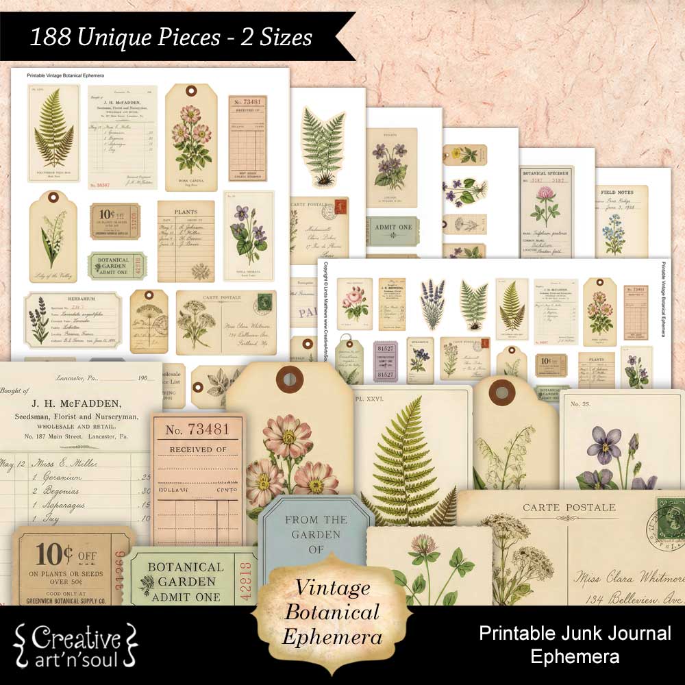 Printable Junk Journal Vintage Botanical Ephemera Collection Printable Junk Journal Vintage Botanical Ephemera Collection