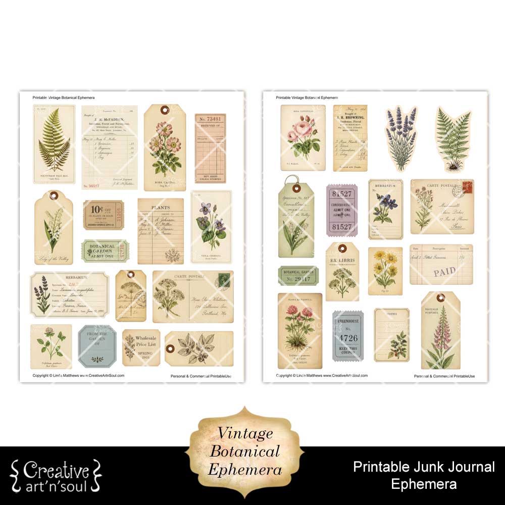 Printable Junk Journal Vintage Botanical Ephemera Collection Printable Junk Journal Vintage Botanical Ephemera Collection