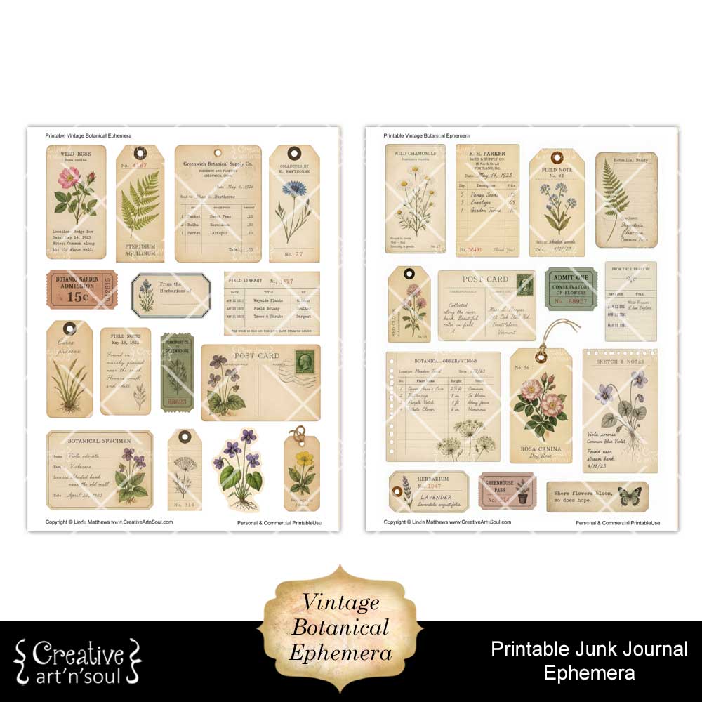 Printable Junk Journal Vintage Botanical Ephemera Collection Printable Junk Journal Vintage Botanical Ephemera Collection