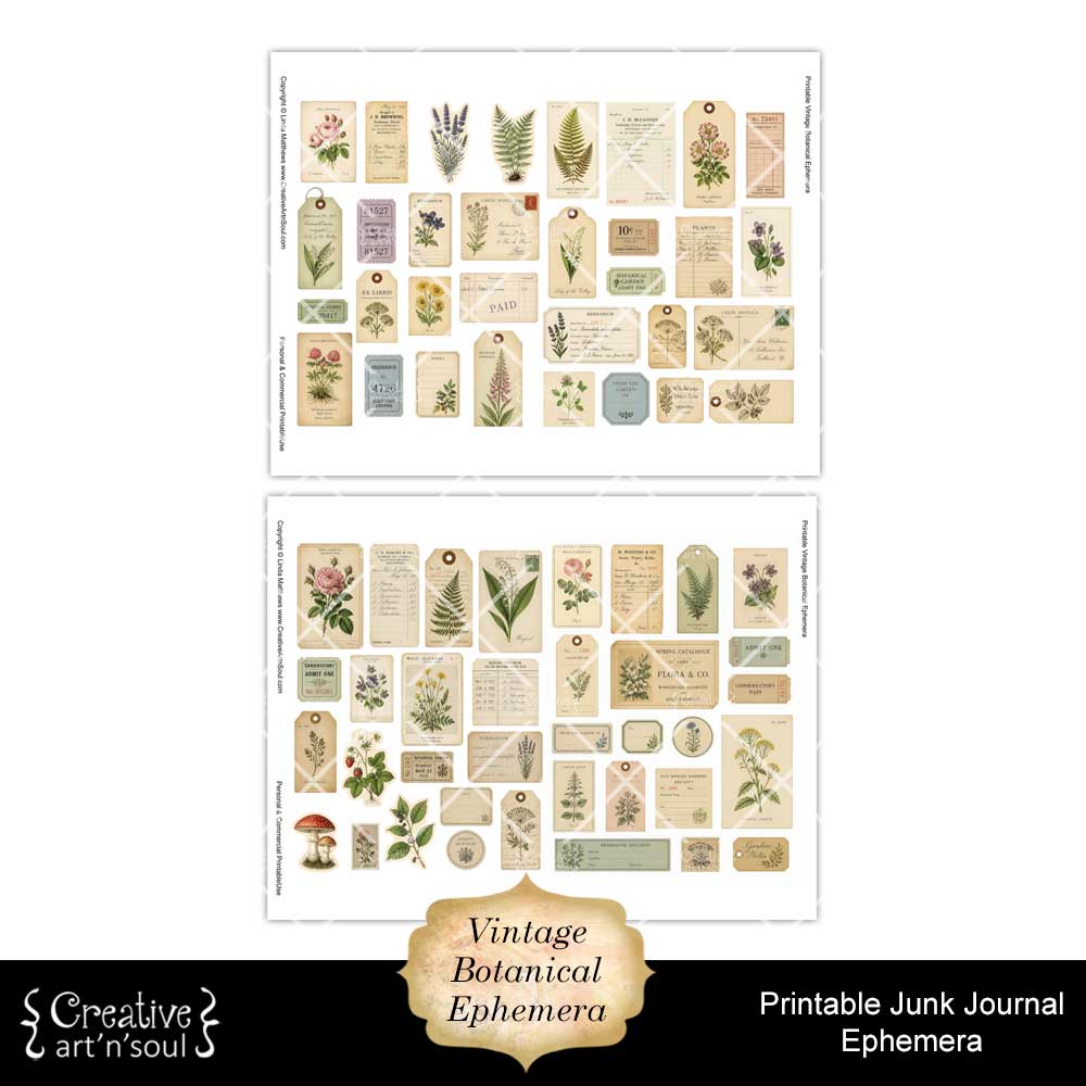 Printable Junk Journal Vintage Botanical Ephemera Collection Printable Junk Journal Vintage Botanical Ephemera Collection