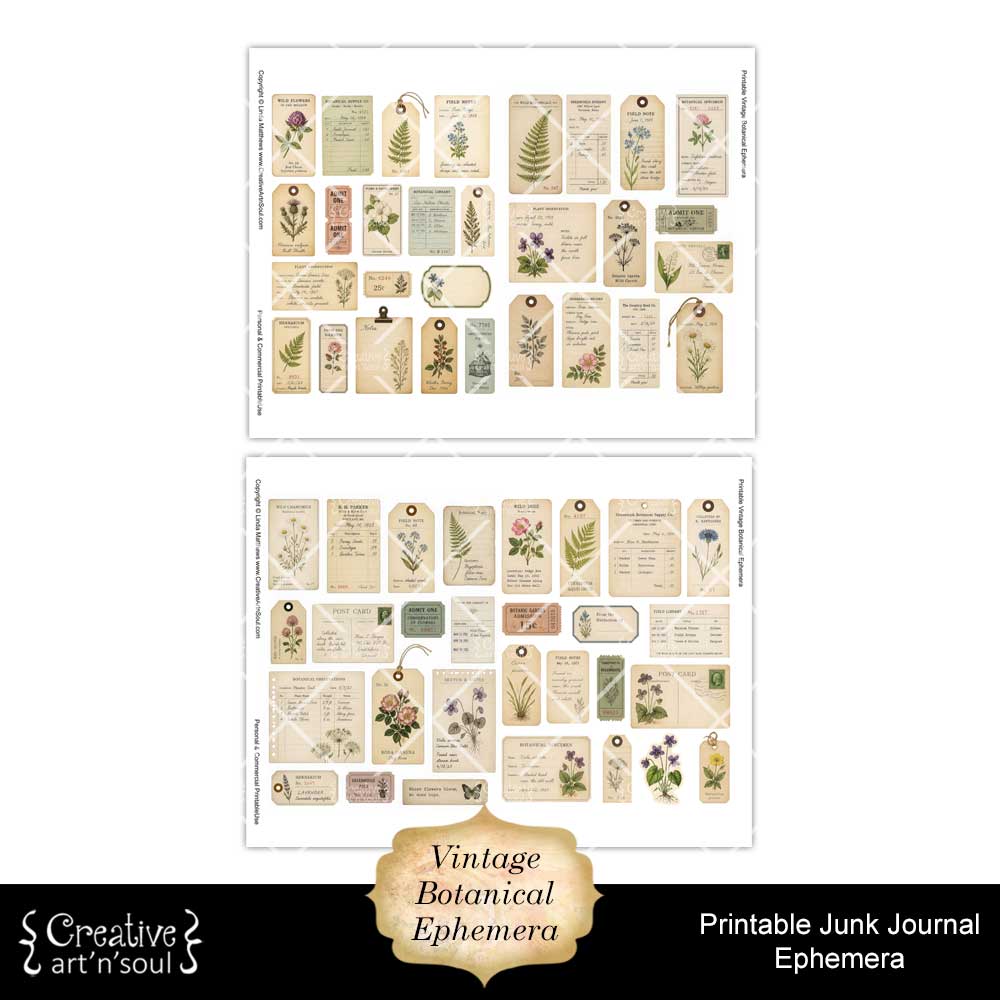 Printable Junk Journal Vintage Botanical Ephemera Collection Printable Junk Journal Vintage Botanical Ephemera Collection