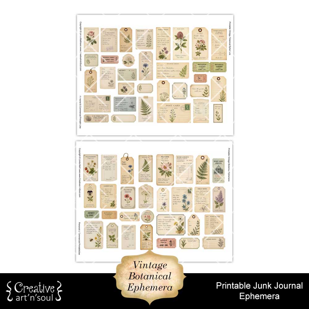 Printable Junk Journal Vintage Botanical Ephemera Collection Printable Junk Journal Vintage Botanical Ephemera Collection