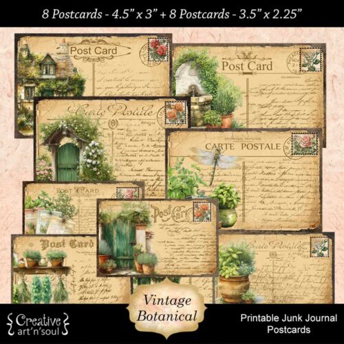Printable Junk Journal Postcards