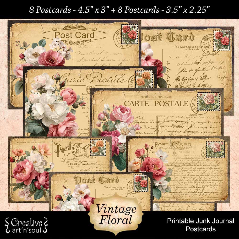 Printable Junk Journal Postcards Printable Junk Journal Postcards