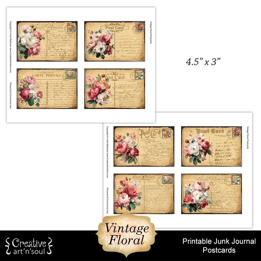 Printable Junk Journal Postcards Printable Junk Journal Postcards