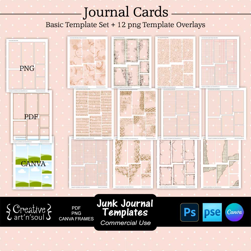 Printable Junk Journal Card Templates Bundle Printable Junk Journal Card Templates Bundle
