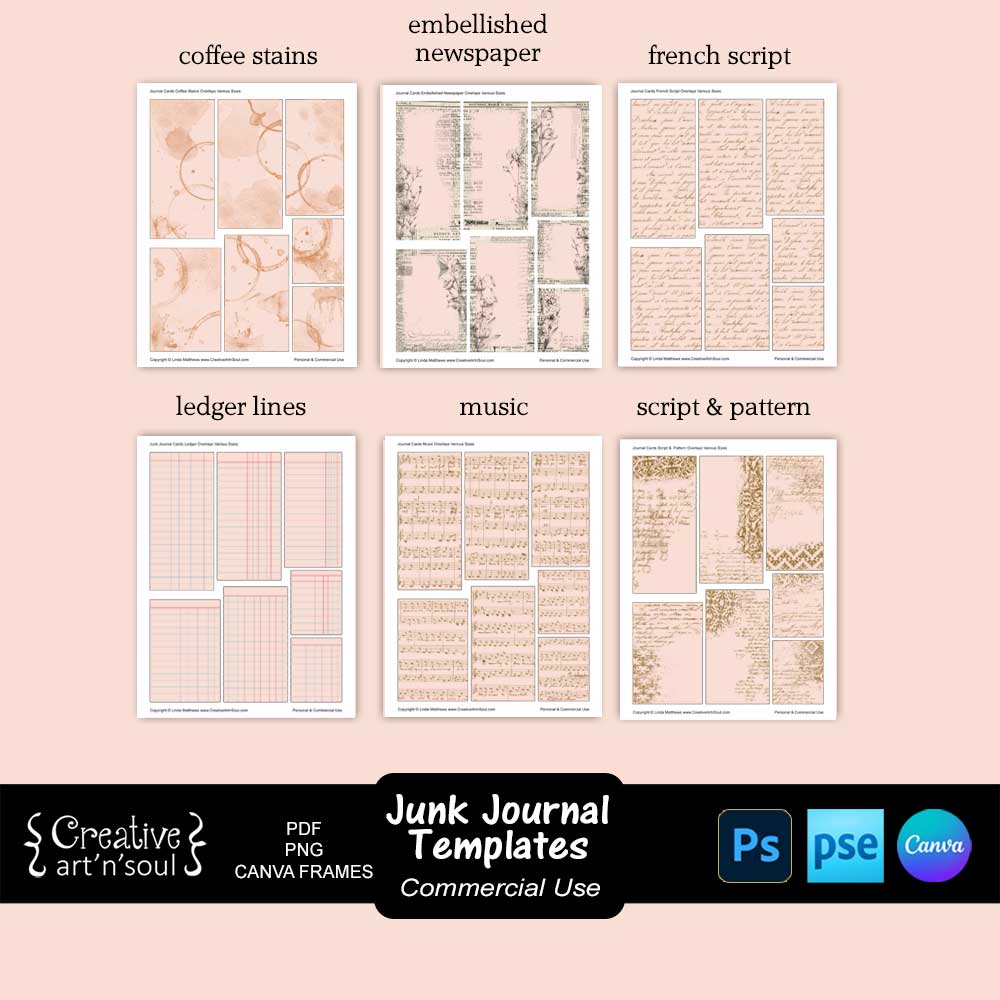 Printable Junk Journal Card Templates Bundle Printable Junk Journal Card Templates Bundle