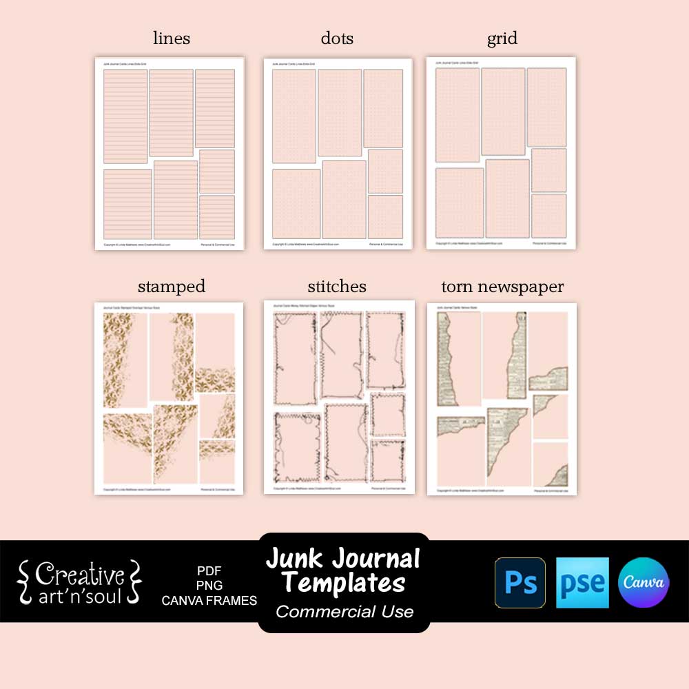 Printable Junk Journal Card Templates Bundle Printable Junk Journal Card Templates Bundle