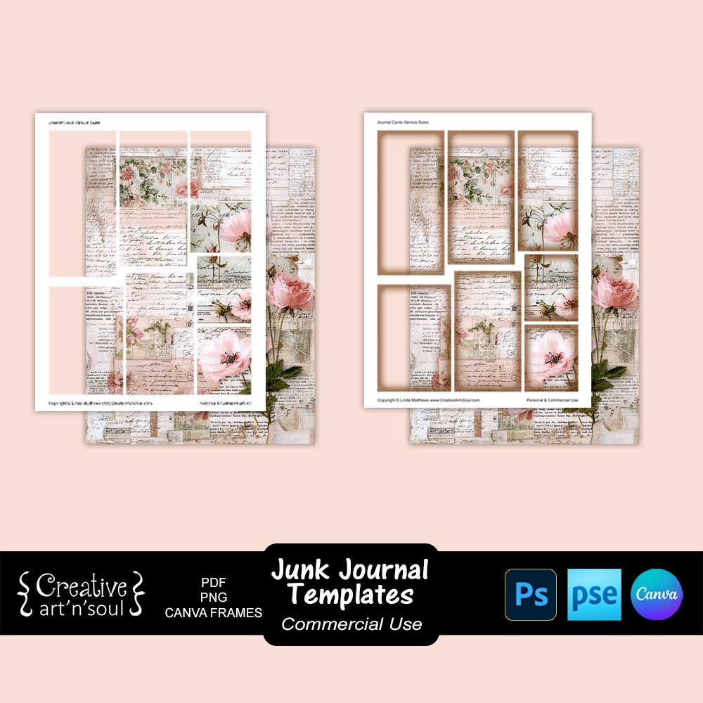 Printable Junk Journal Card Templates Bundle Printable Junk Journal Card Templates Bundle
