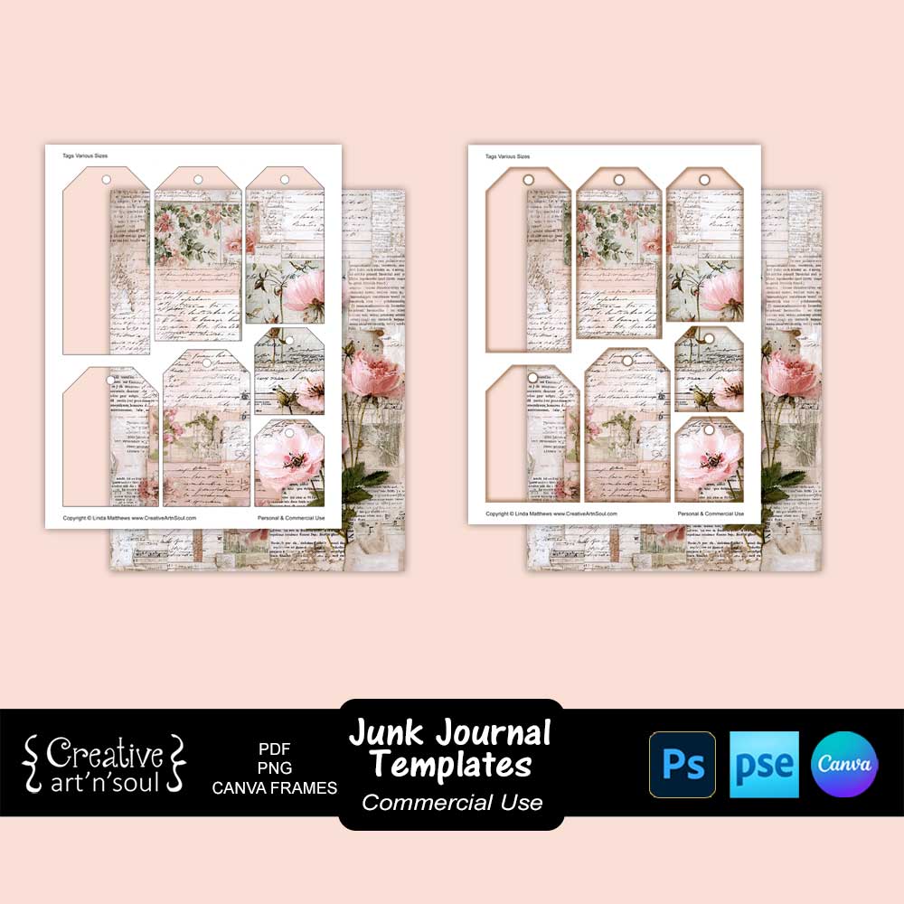 Printable Junk Journal Tag Templates Bundle Printable Junk Journal Tag Templates Bundle