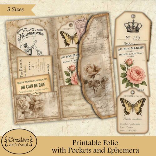 Printable Junk Journal Folio and Ephemera