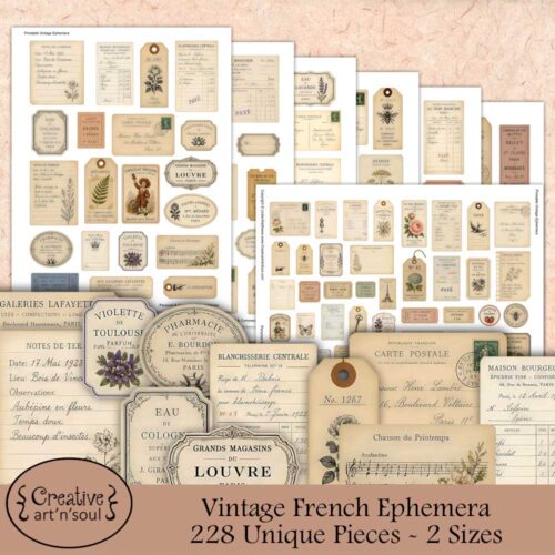 Printable Junk Journal Vintage French Ephemera Collection