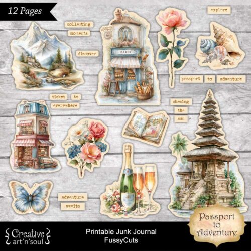 Printable Junk Journal Fussycuts and Stickers