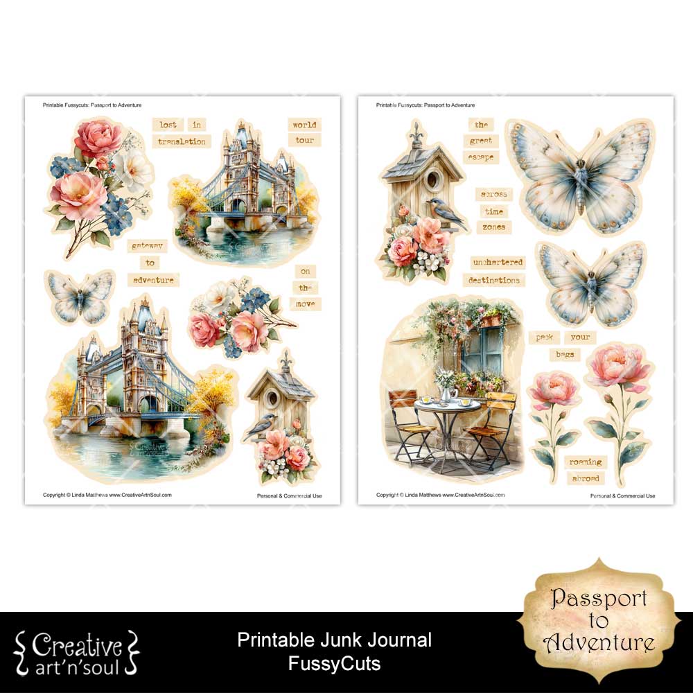Printable Junk Journal Fussycuts and Stickers Printable Junk Journal Fussycuts and Stickers