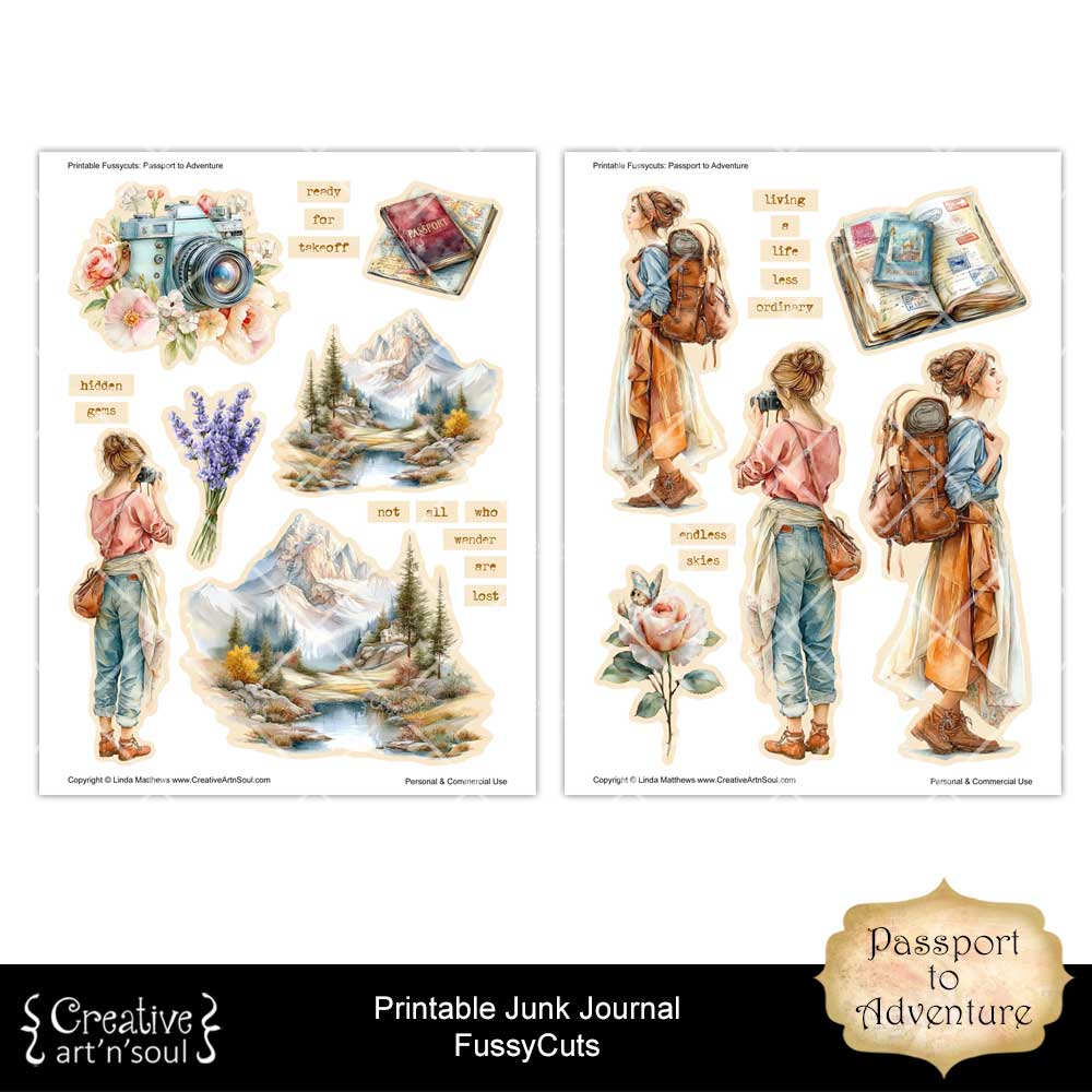 Printable Junk Journal Fussycuts and Stickers Printable Junk Journal Fussycuts and Stickers