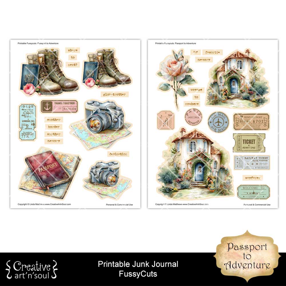 Printable Junk Journal Fussycuts and Stickers Printable Junk Journal Fussycuts and Stickers