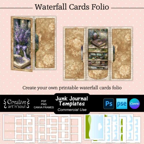 Junk Journal Templates, Waterfall Cards Folio