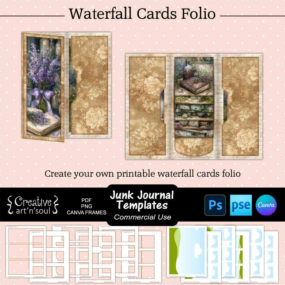 Junk Journal Templates, Waterfall Cards Folio Junk Journal Templates, Waterfall Cards Folio
