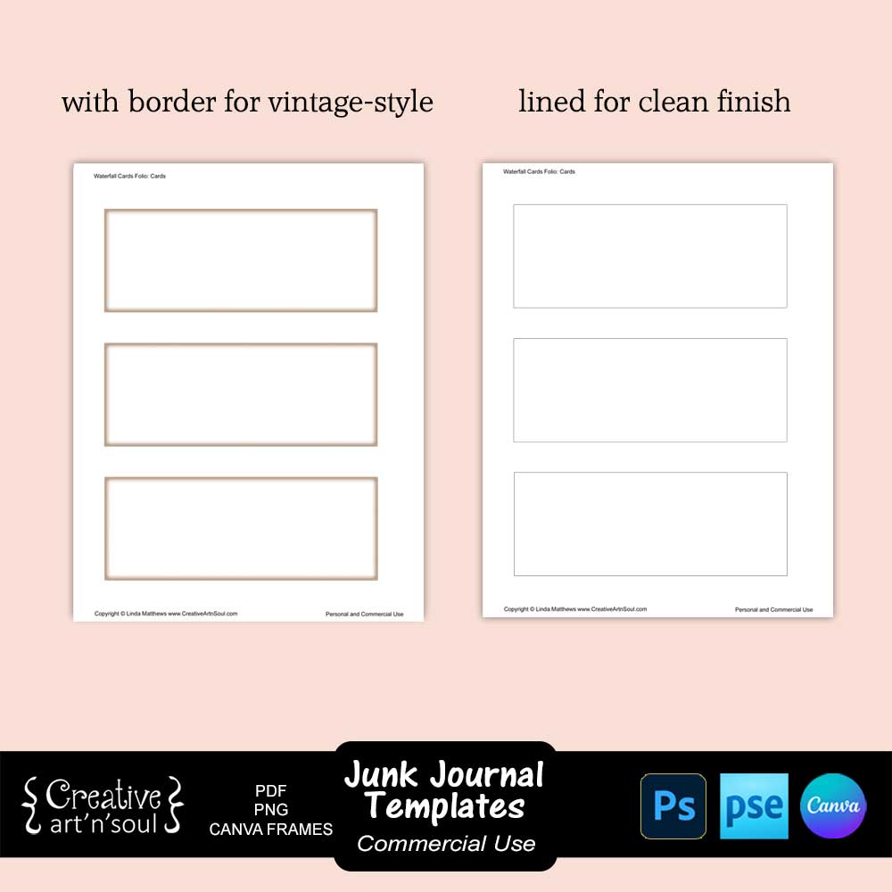 Junk Journal Templates, Waterfall Cards Folio Junk Journal Templates, Waterfall Cards Folio
