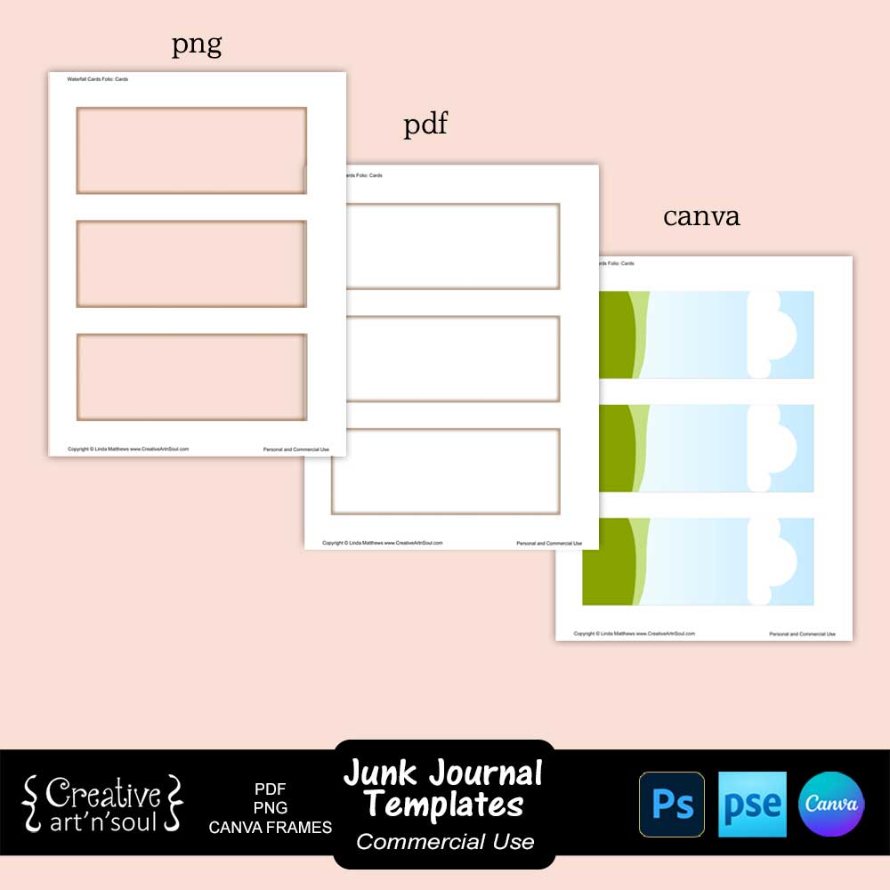 Junk Journal Templates, Waterfall Cards Folio Junk Journal Templates, Waterfall Cards Folio