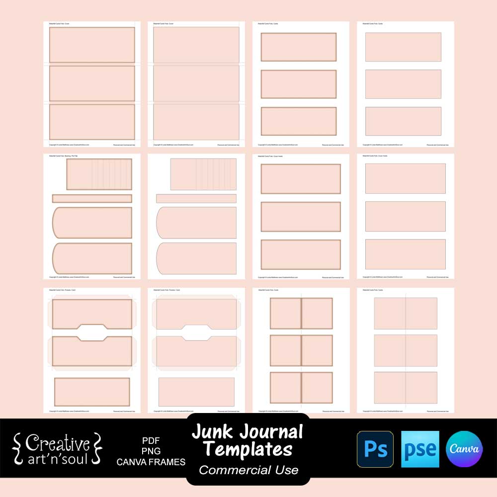 Junk Journal Templates, Waterfall Cards Folio Junk Journal Templates, Waterfall Cards Folio
